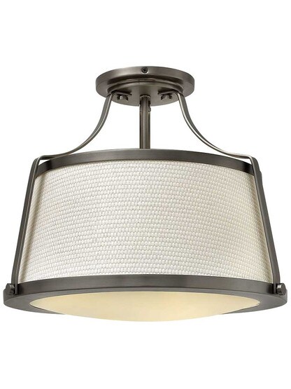 Charlotte 16 inch Semi Flush-Mount Ceiling Light in Antique Nickel.